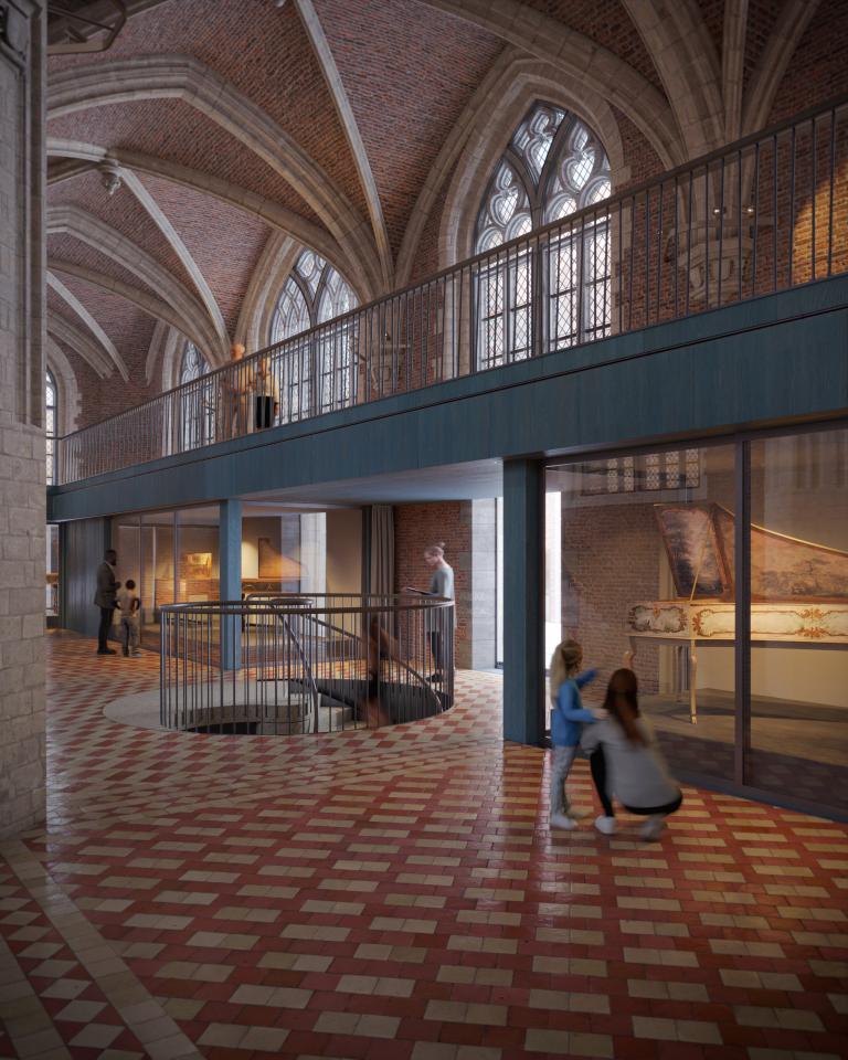 De nieuwe hal op het gelijkvloers van het museum